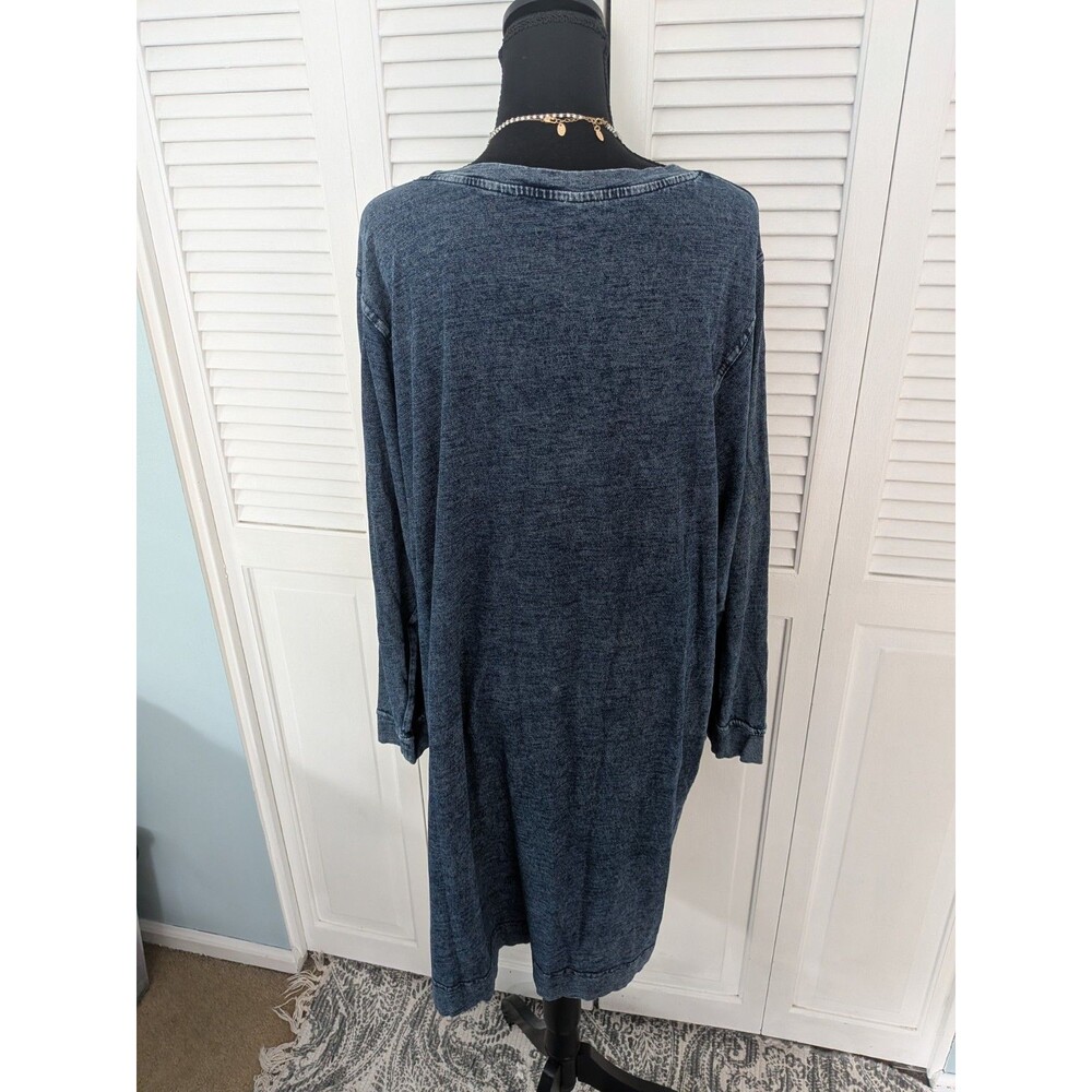 Jane & Delancey Boutique Dress 2X Blue Denim Look Knit Stretch Casualcore Comfy - Picture 8 of 11